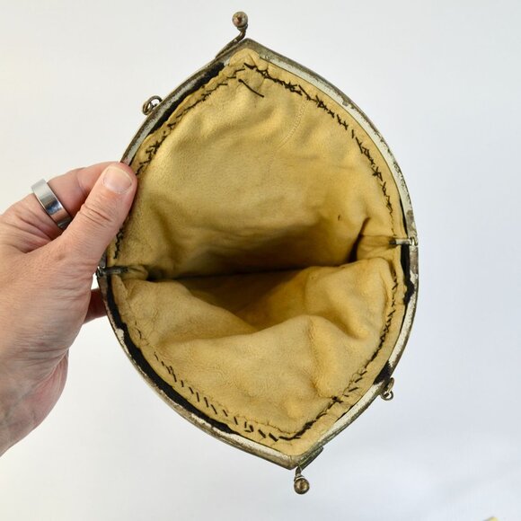 Vintage Antique? Black Velvet Jeweled Chain Handle Clutch Bag - Picture 7 of 7